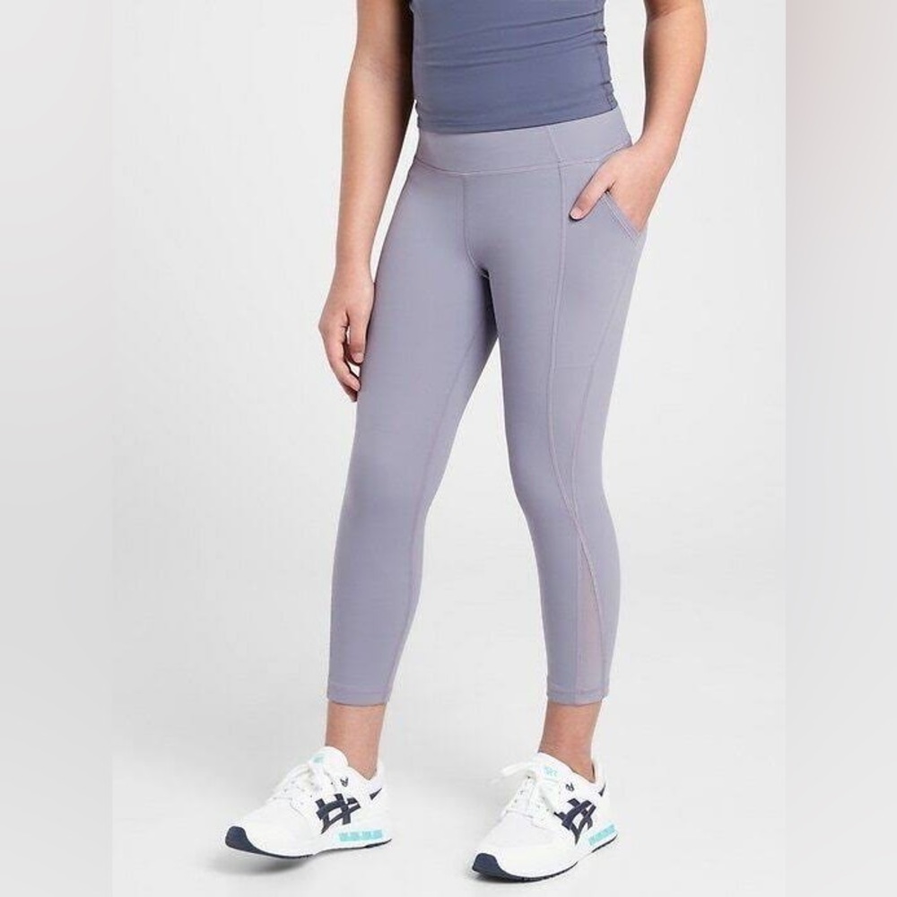 Athleta Girl Stash Your Treasures Mesh Capri Cropped Purple Workout Leggings XL
